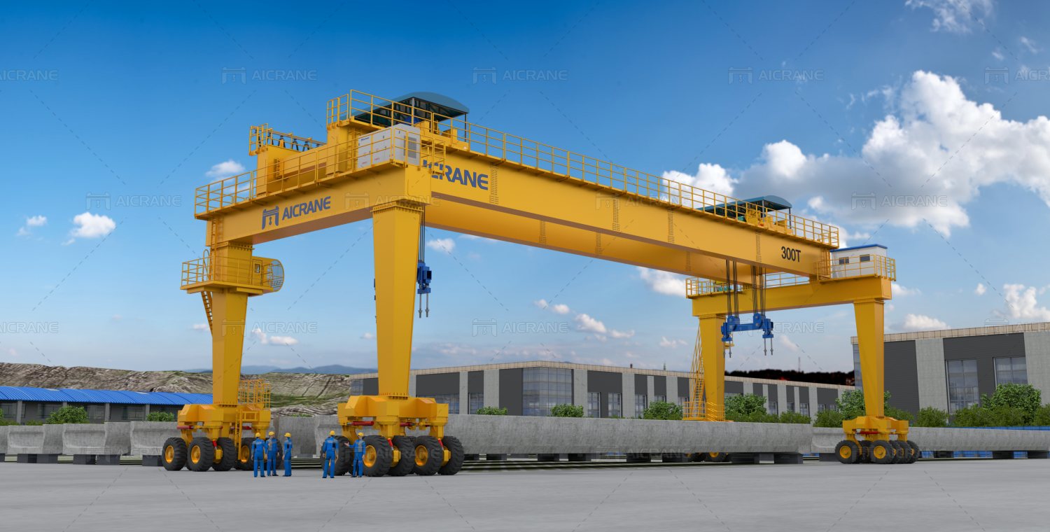 straddle carrier crane in precast yard