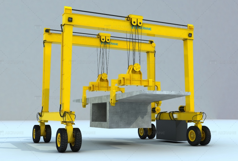 tyre mounted straddle crane for transferring beams